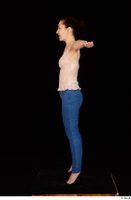 Rania black high heels blue jeans casual dressed pink top standing t poses whole body 0003.jpg